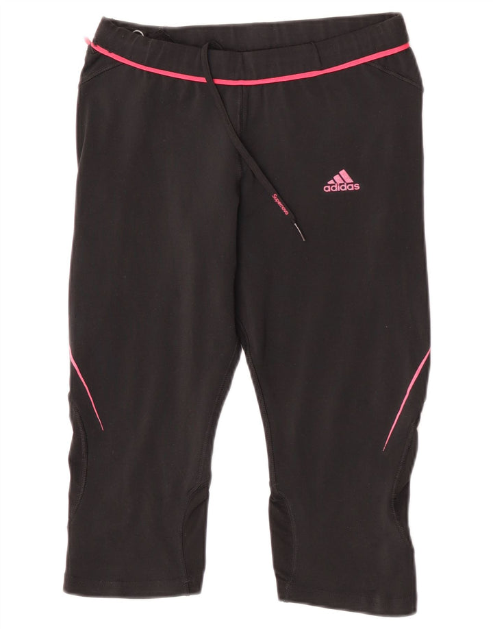 Adidas Womens Climacool Capri Leggings UK 12 Médio Preto Poliéster
