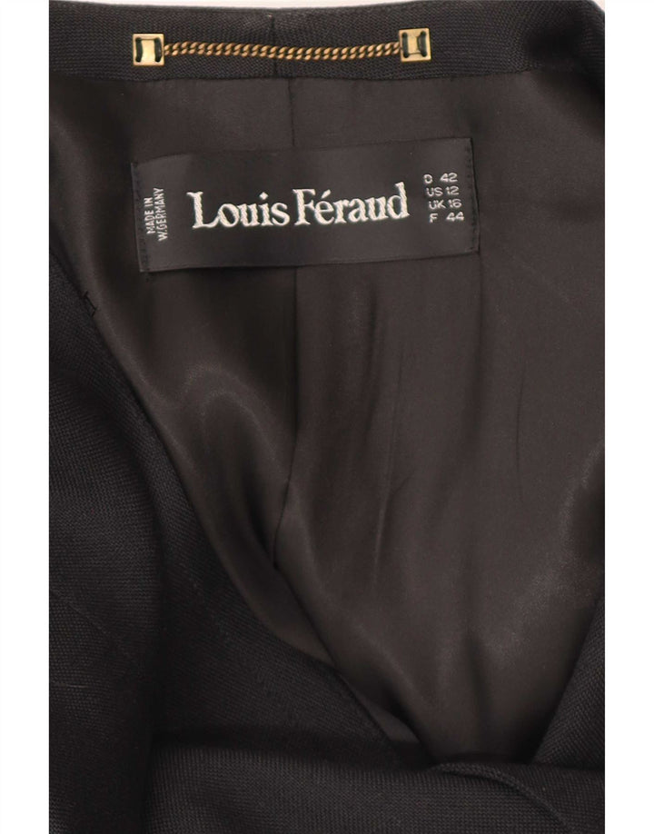 Jaqueta blazer feminina Louis Feraud com peito duplo Reino Unido 16 grande viscose preta