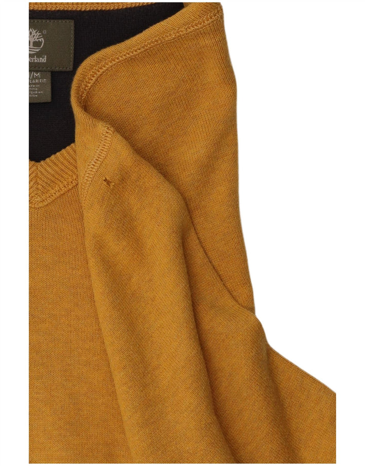 Suéter masculino TIMBERLAND com ajuste regular e decote em V de algodão amarelo médio
