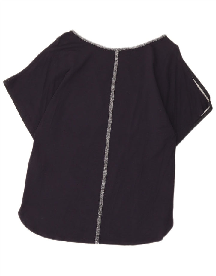 Blusa feminina Oasis UK 10 pequena azul marinho floral poliéster