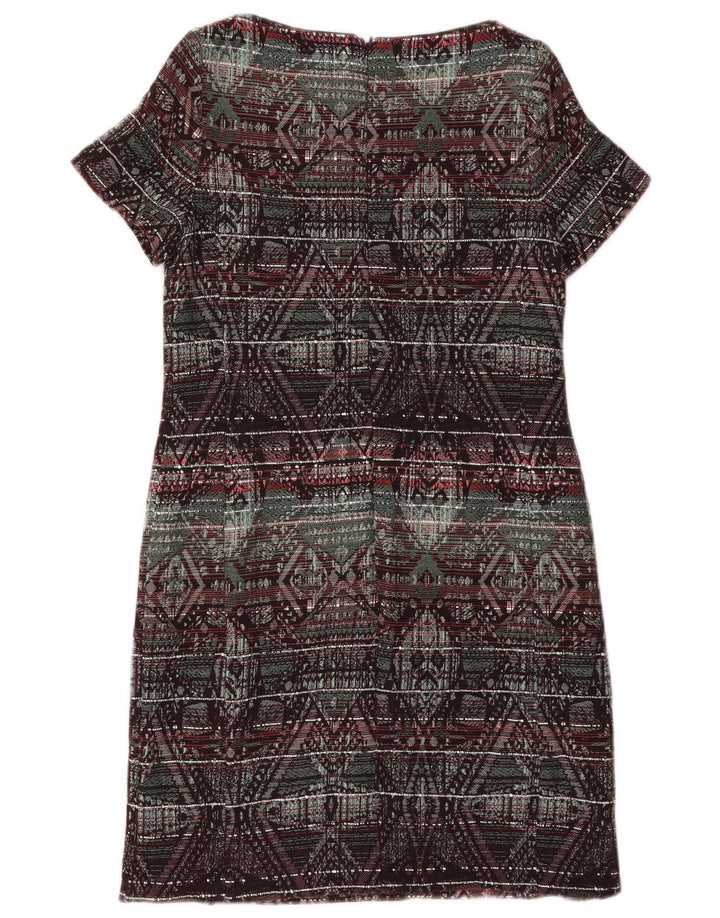 Vestido feminino Monsoon Shift UK 10 pequeno geométrico multicolorido