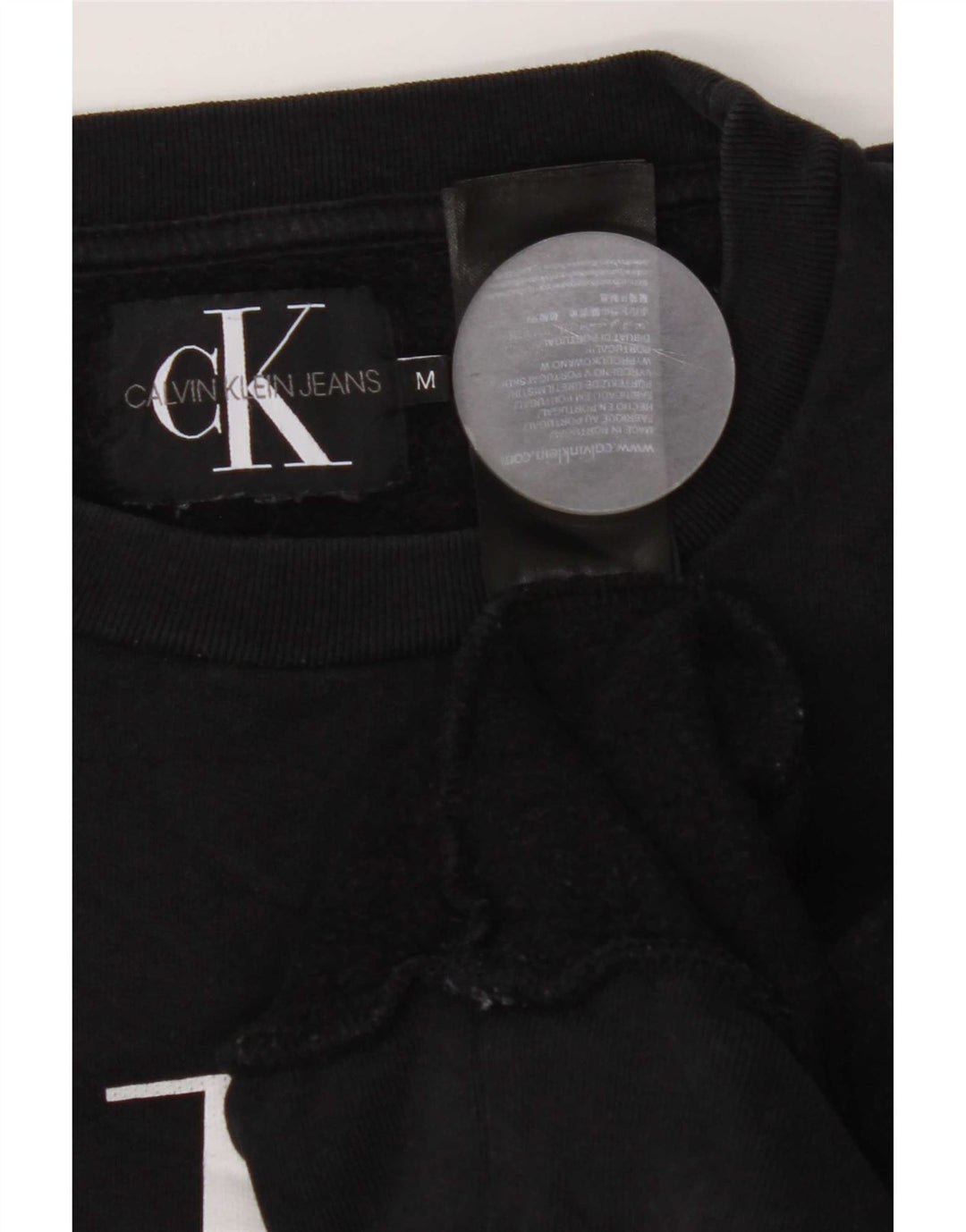 Calvin Klein Jeans Masculino moletom gráfico jumper médio algodão preto