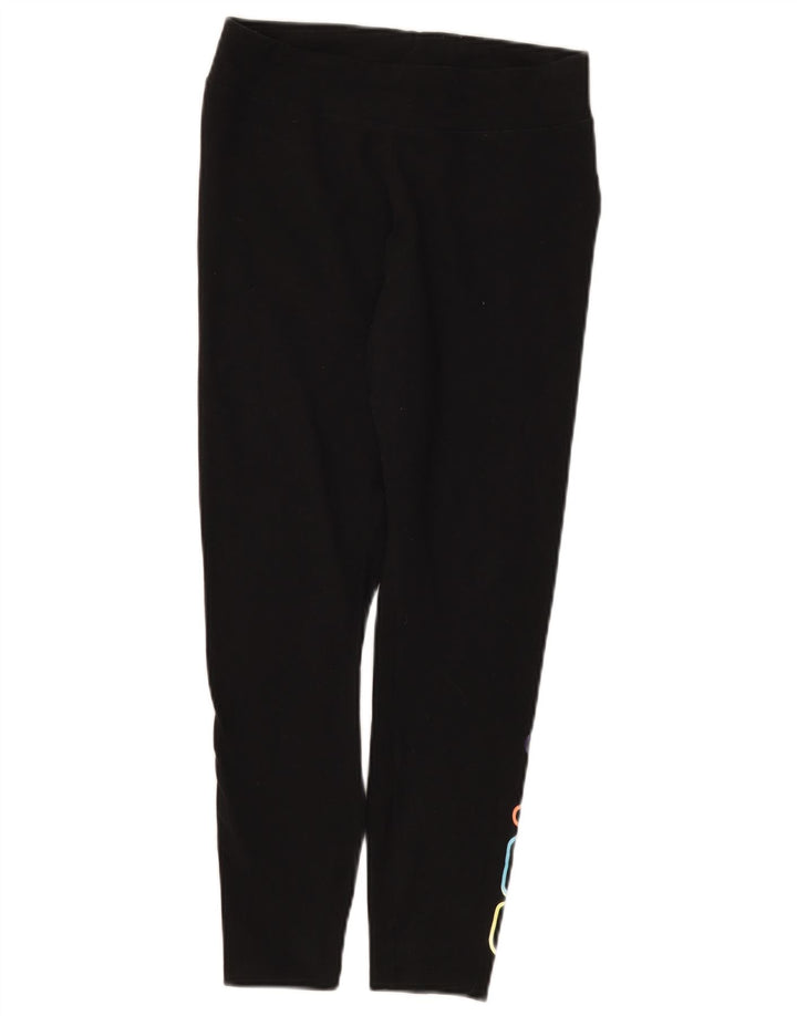 Fila Womens Graphic Crop Leggings UK 12 Médio Algodão Preto