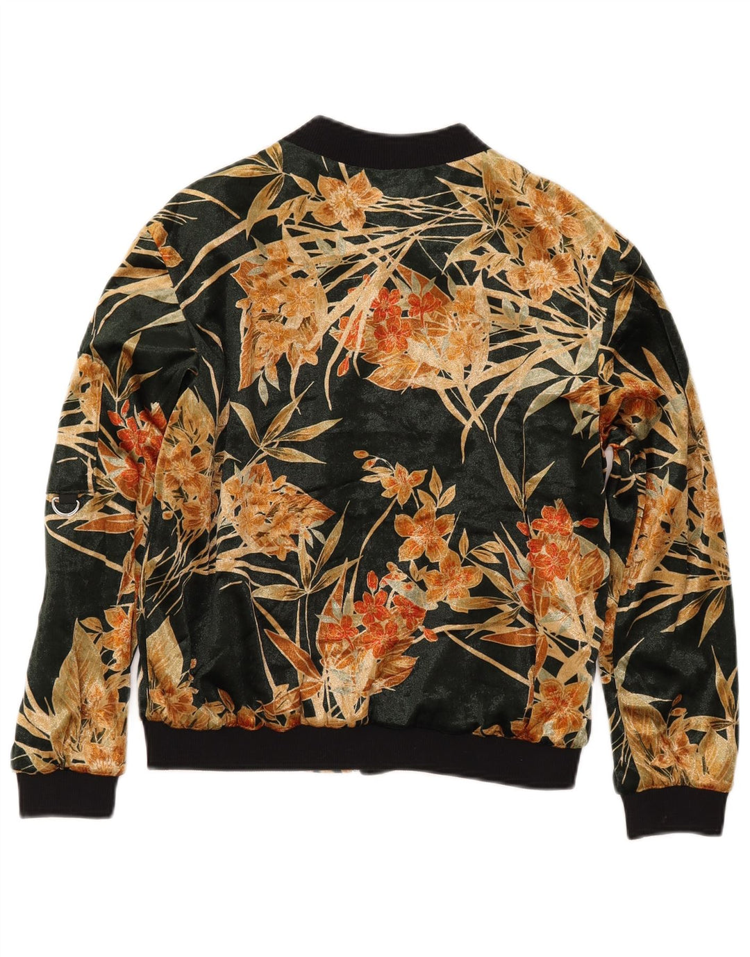 Jaqueta bomber feminina ZARA Reino Unido 14 algodão floral verde médio