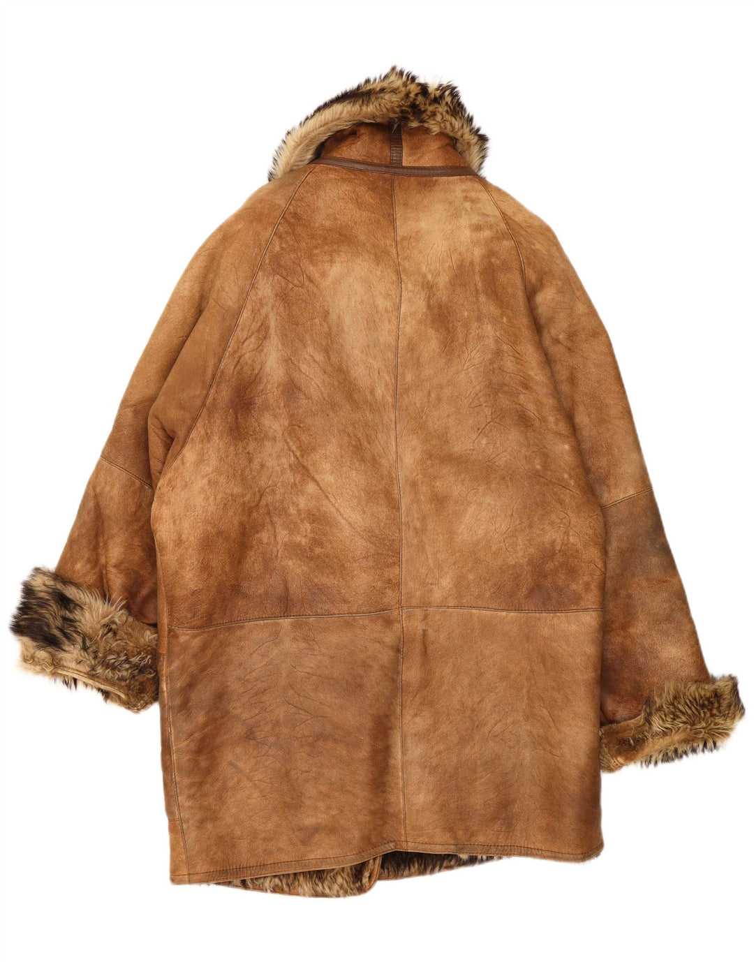 Casaco feminino Mabrun de shearling grande IT 44 Shearling marrom médio