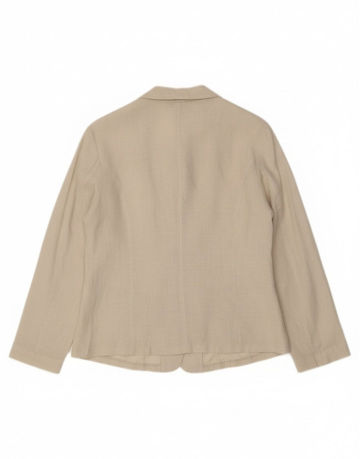 Blusa feminina vintage UK 14 linho bege médio