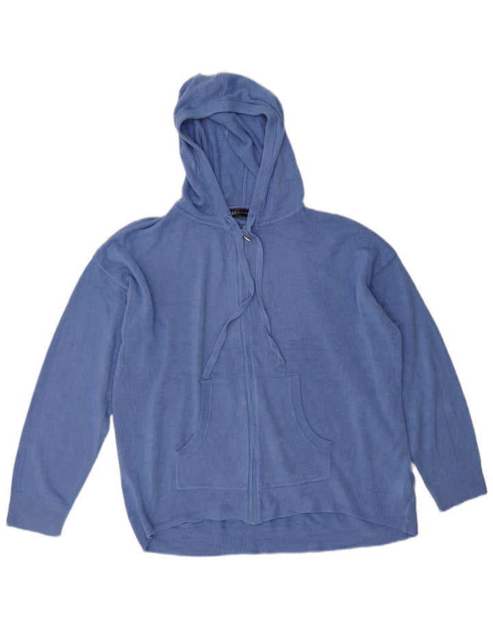 Suéter cardigã masculino com capuz Marks & Spencer grande acrílico azul
