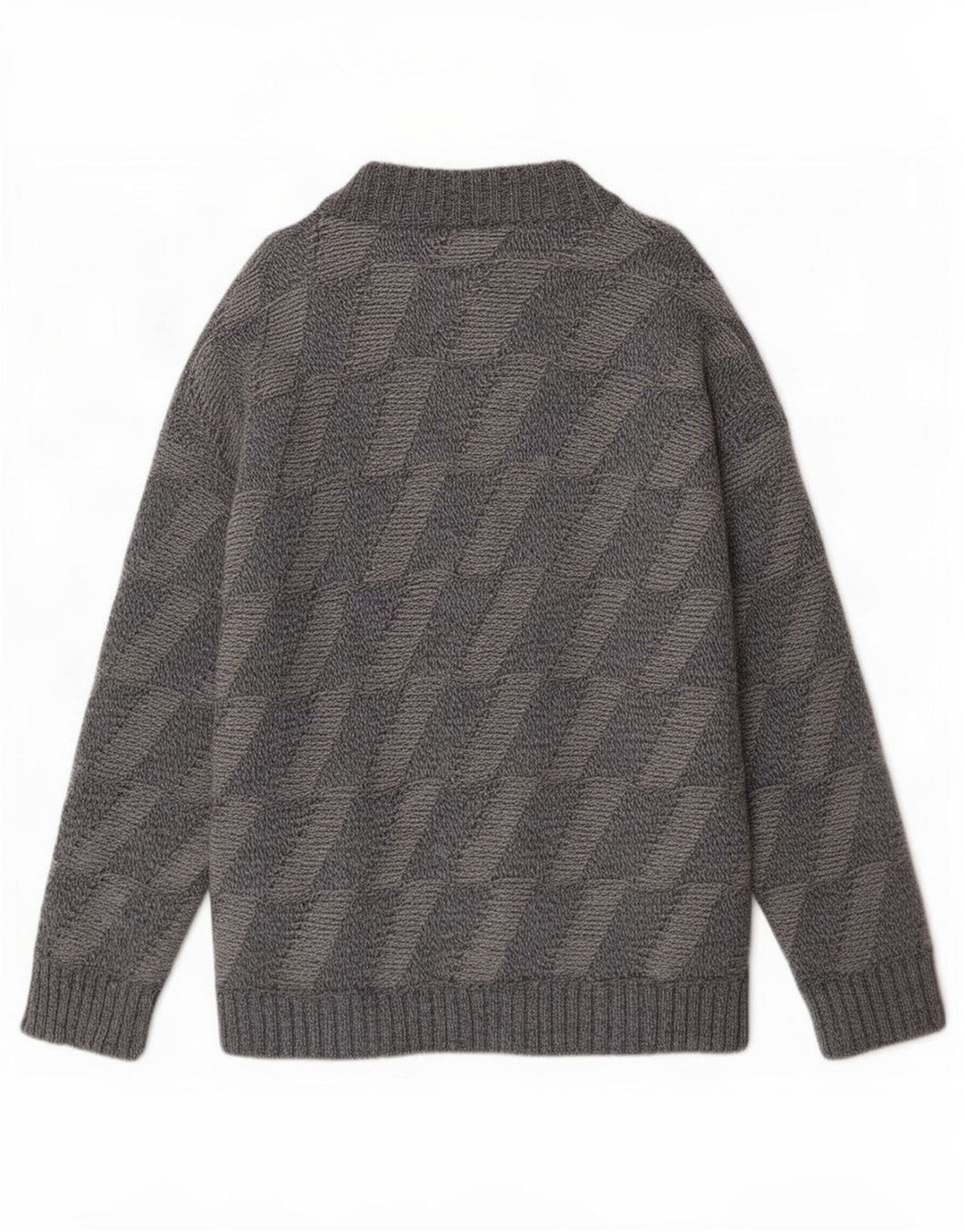Suéter cardigã masculino vintage grande azul geométrico
