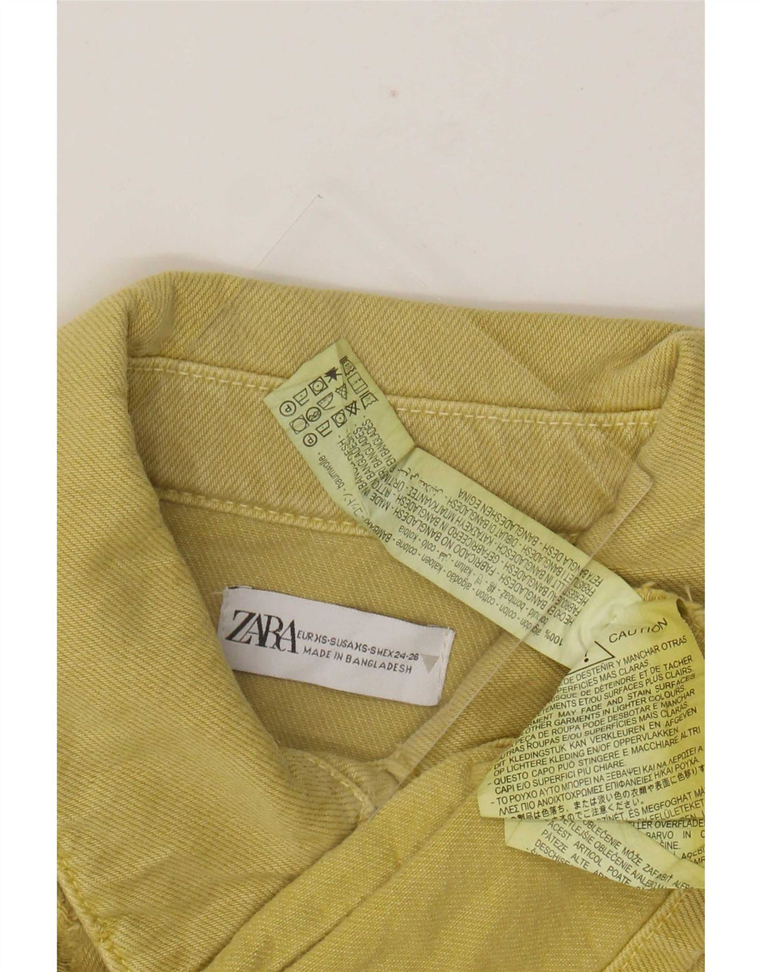 Zara Womens Oversized Utility Jacket UK 6 XS Amarelo Algodão