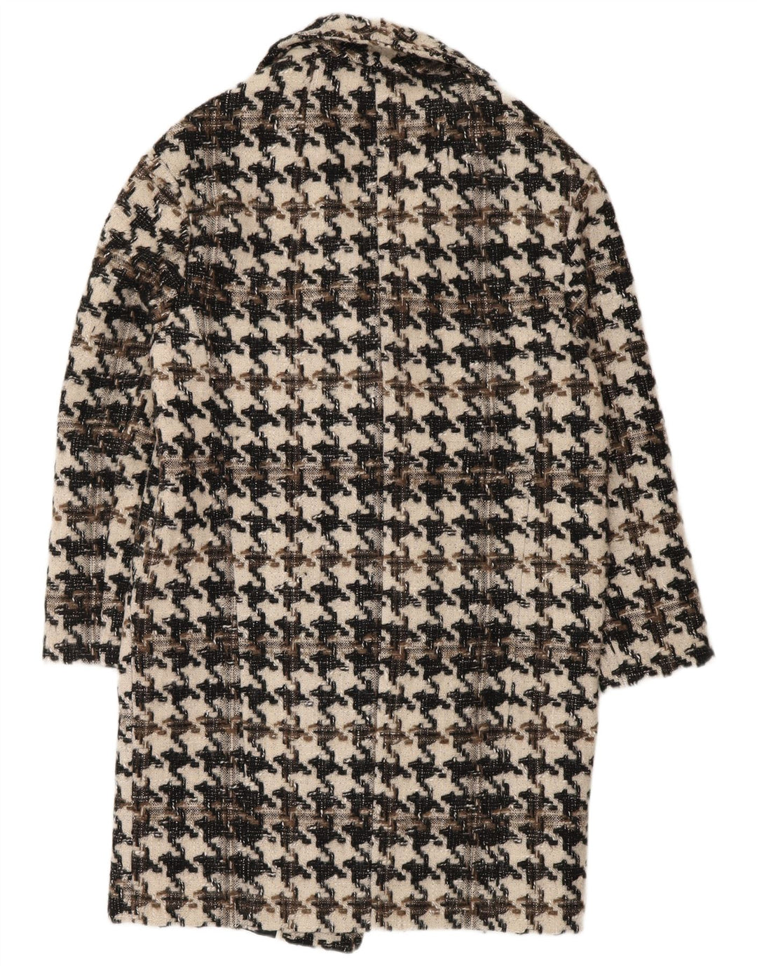 Sobretudo feminino Mexx Reino Unido 14 grande lã houndstooth preta