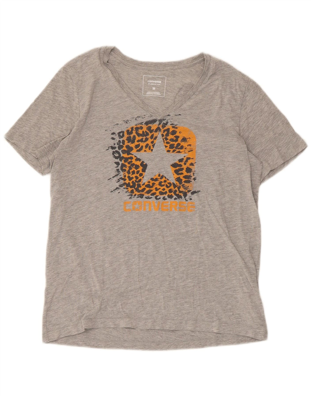 Camiseta feminina Converse Classic Fit gráfica top UK 12 cinza médio manchado