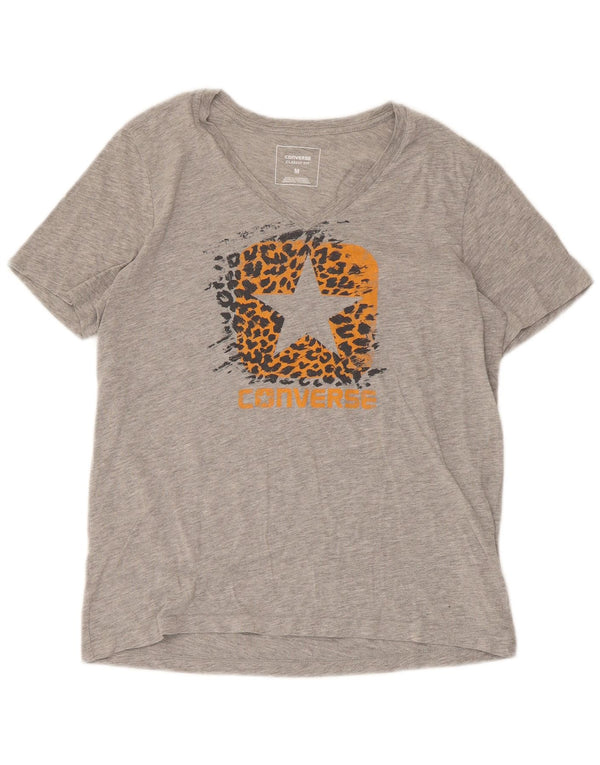 Camiseta feminina Converse Classic Fit gráfica top UK 12 cinza médio manchado