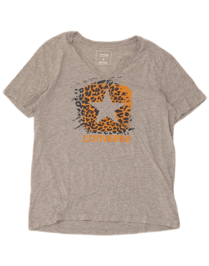 Camiseta feminina Converse Classic Fit gráfica top UK 12 cinza médio manchado