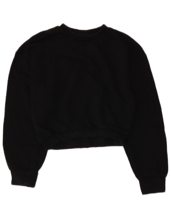 Moletom Zara feminino cropped UK 10 pequeno algodão preto