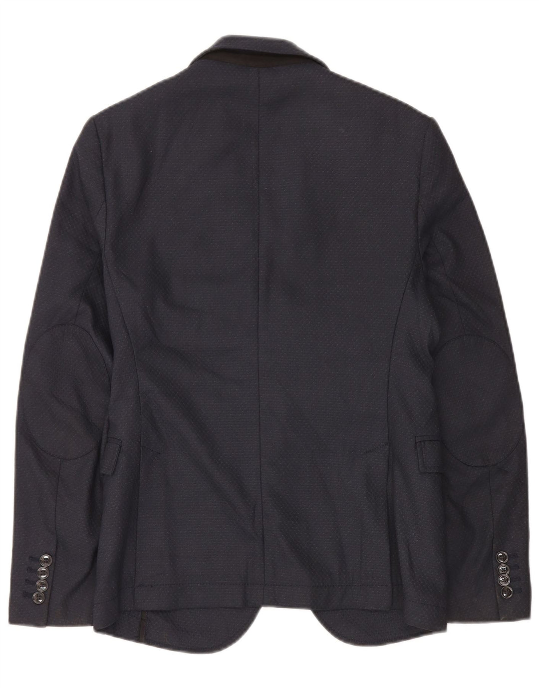Jaqueta blazer masculina Zara com 2 botões EU 46 poliéster geométrico azul marinho pequeno
