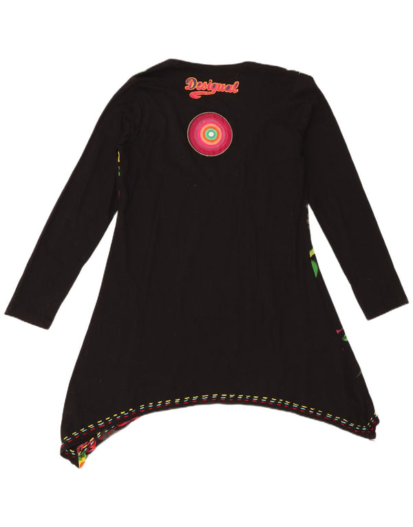Túnica feminina Desigual com estampa gráfica assimétrica UK 18 XL algodão floral preto
