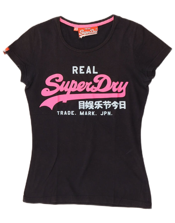 Camiseta gráfica feminina Superdry UK 6 XS preta