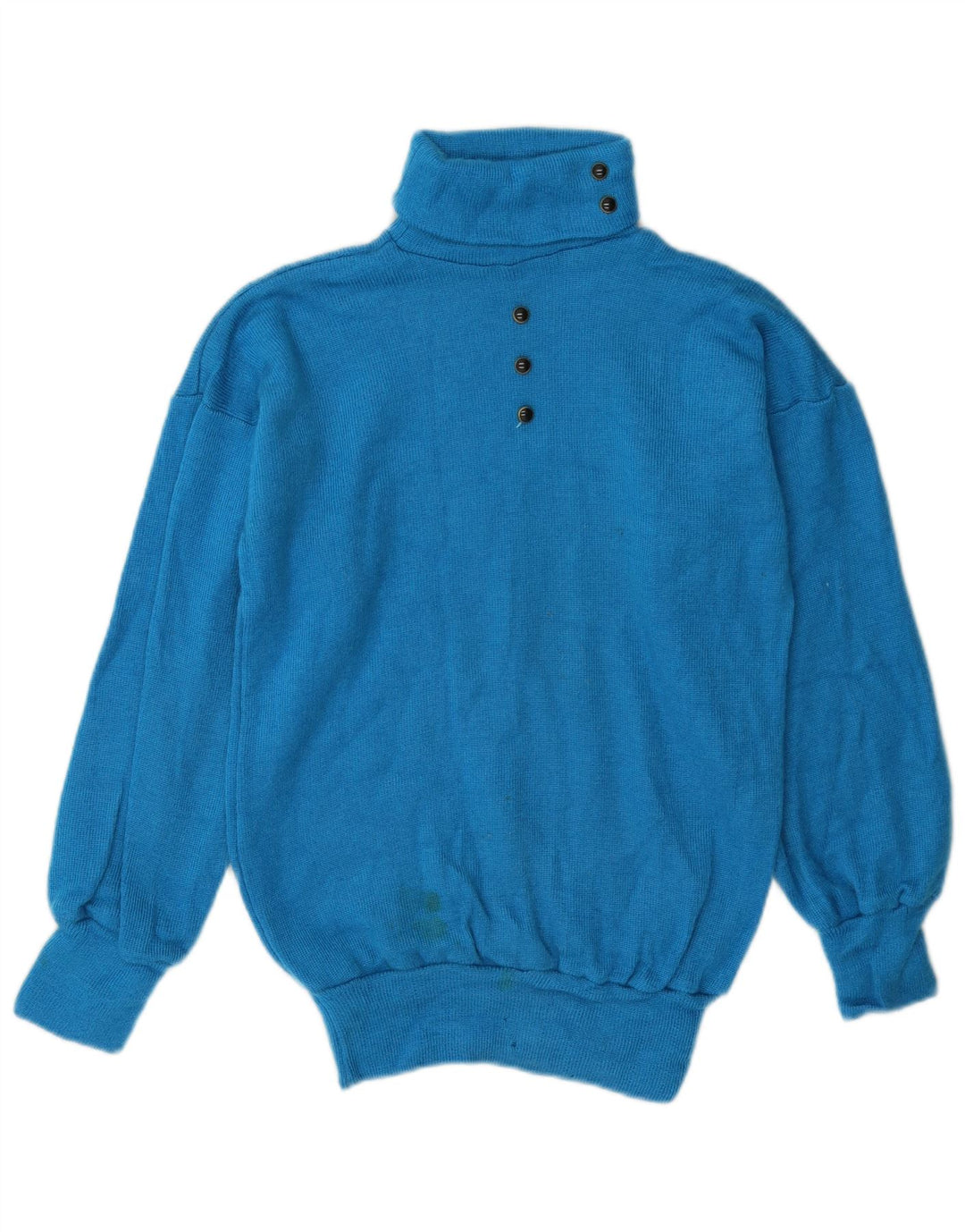 Suéter feminino vintage com gola redonda Reino Unido 14 azul médio