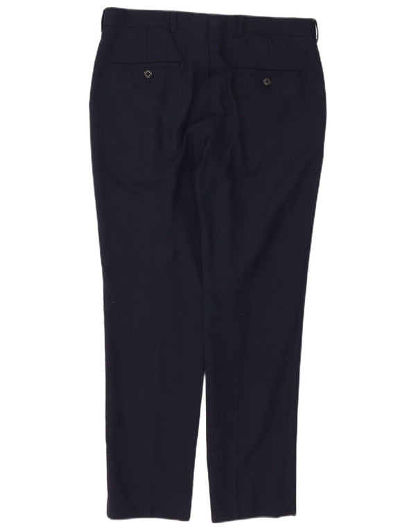 Calça masculina Marks & Spencer Slim Fit W32 L29 Lã Azul Marinho