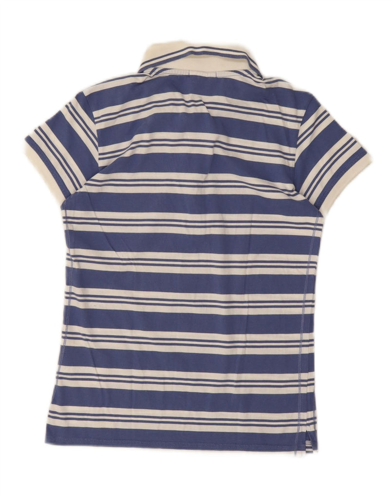 CHAMPION Womens Heritage Fit Polo Shirt UK 10 Small Navy Blue Striped Vintage Champion and Second-Hand Champion from Messina Hembry 