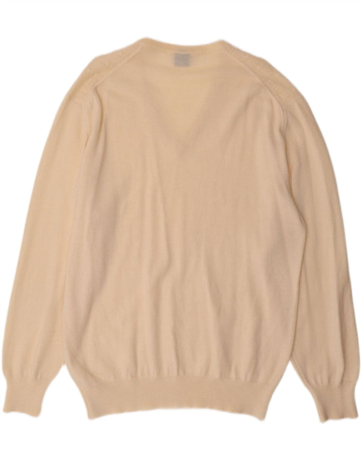 Suéter masculino VINTAGE com decote em V grande off white