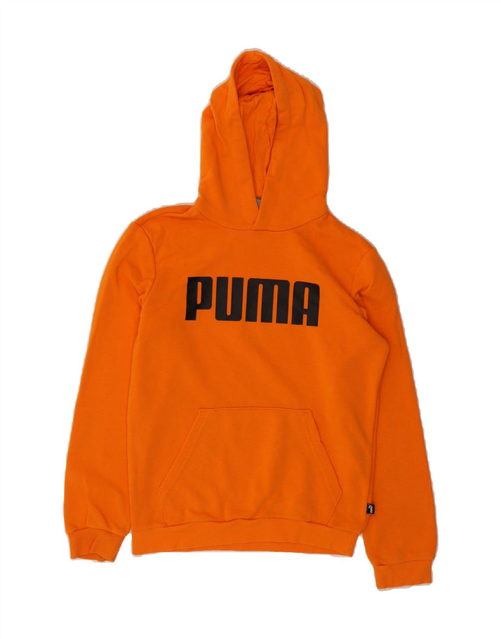 PUMA Boys Graphic Hoodie Jumper 13-14 Years Orange Cotton Vintage Puma and Second-Hand Puma from Messina Hembry 