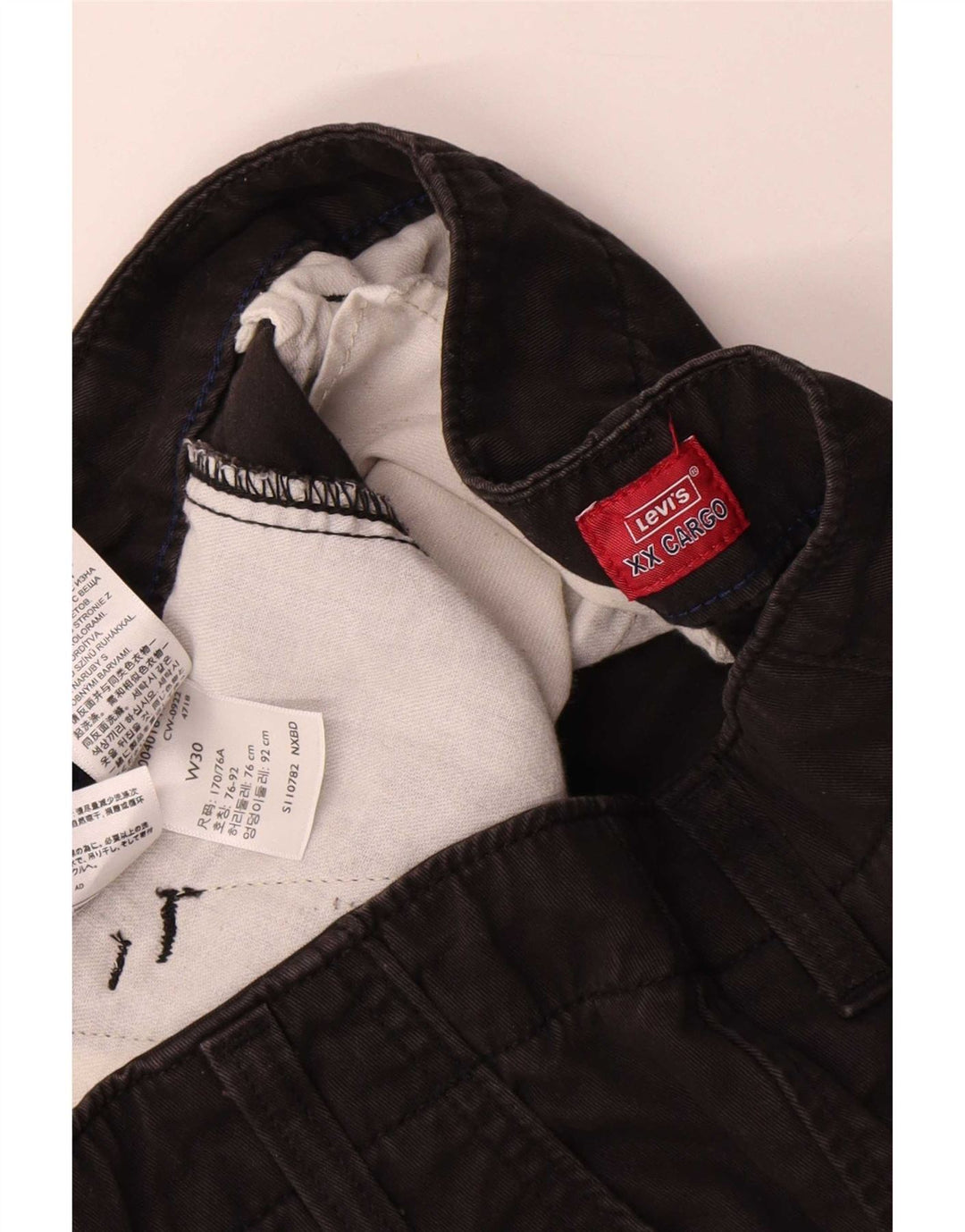 Shorts cargo masculino Levi's W30 médio preto algodão