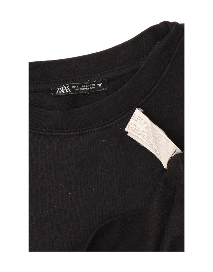 Zara moletom feminino jumper UK 16 grande algodão preto