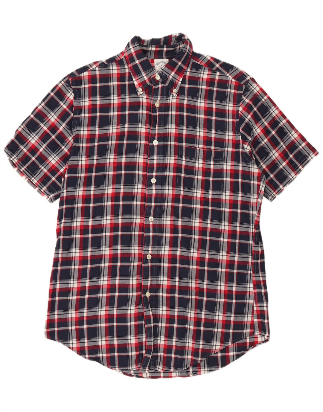 Camisa masculina Brooks Brothers Regent de manga curta xadrez azul marinho médio