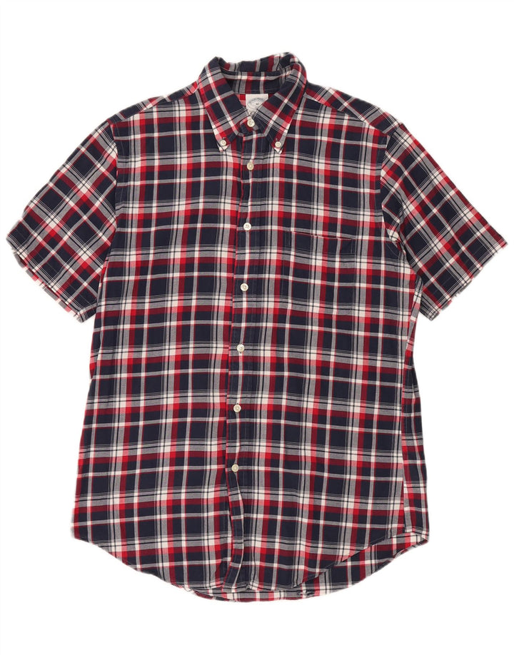 Camisa masculina Brooks Brothers Regent de manga curta xadrez azul marinho médio
