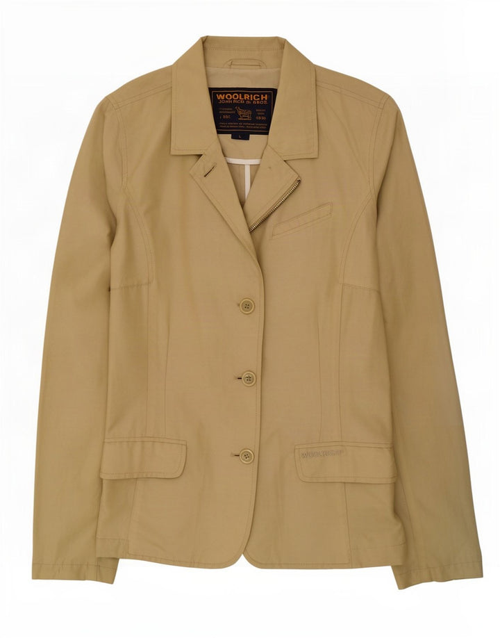 Jaqueta blazer feminina Woolrich com 3 botões Reino Unido 16 grande algodão cáqui