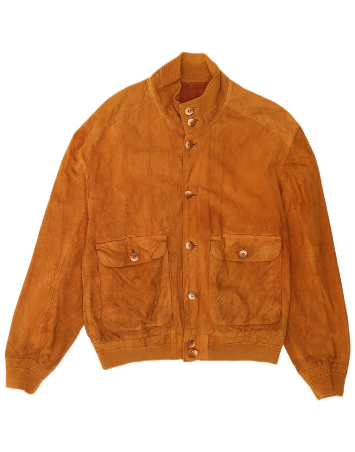 Jaqueta bomber masculina vintage de camurça IT 52 XL couro marrom