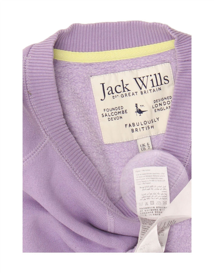 JACK WILLS Womens Oversized Sweatshirt Jumper UK 6 XS Purple Cotton Vintage Jack Wills and Second-Hand Jack Wills from Messina Hembry 