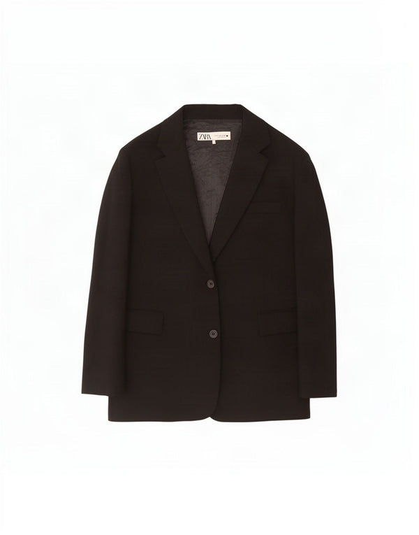 Jaqueta blazer feminina Zara com 2 botões Reino Unido 14 viscose preta média