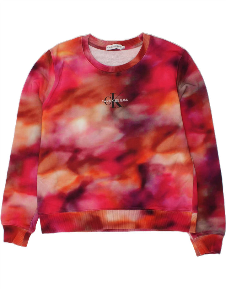 CALVIN KLEIN JEANS Girls Crop Sweatshirt Jumper 13-14 Years Multicoloured Vintage Calvin Klein Jeans and Second-Hand Calvin Klein Jeans from Messina Hembry 