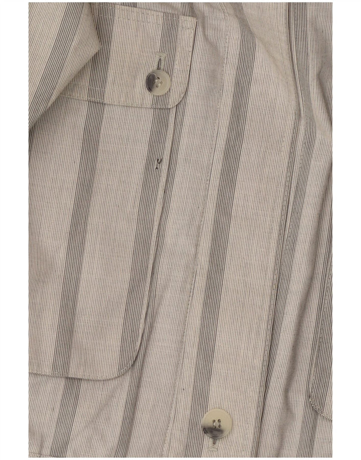 Jaqueta militar masculina vintage UK 40 poliéster listrado cinza grande