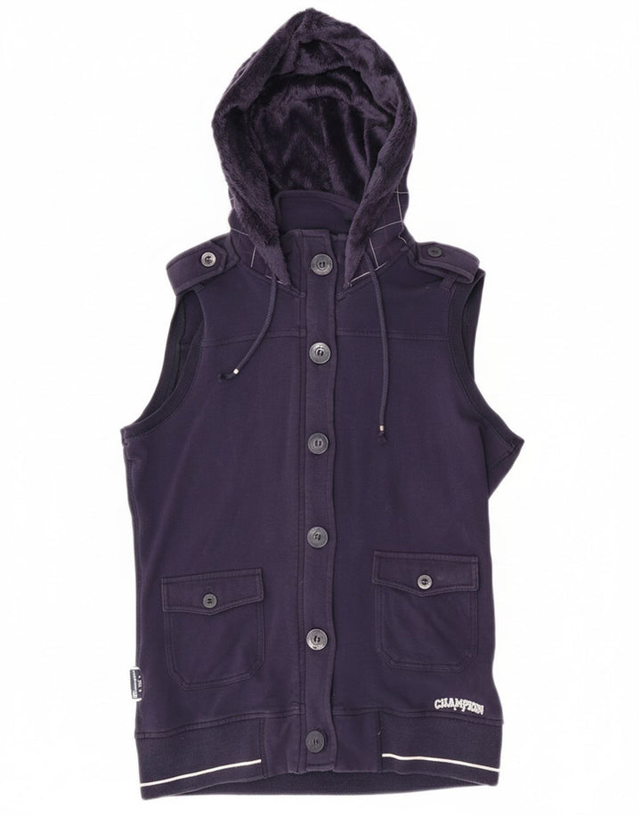 Jaqueta feminina Champion com capuz e top UK 12 xadrez roxo médio