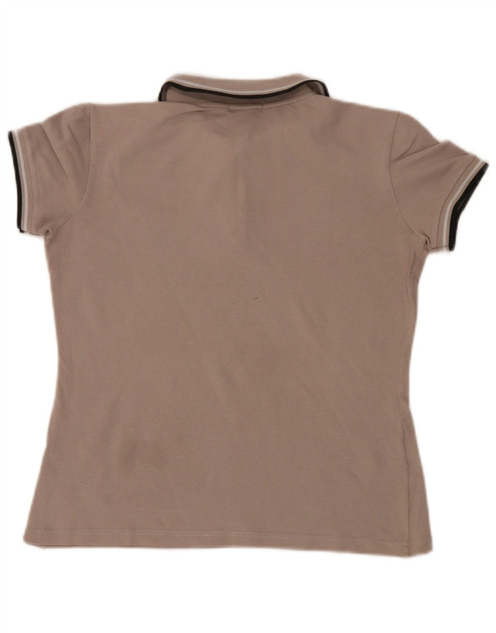Camisa polo feminina Fred Perry Reino Unido 12 algodão cinza médio