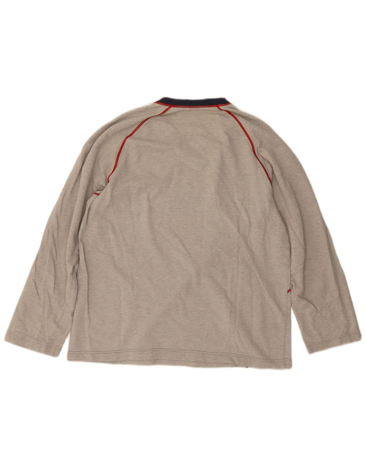 Fila Mens Graphic Top Manga Longa Grande Algodão Listrado Cinza