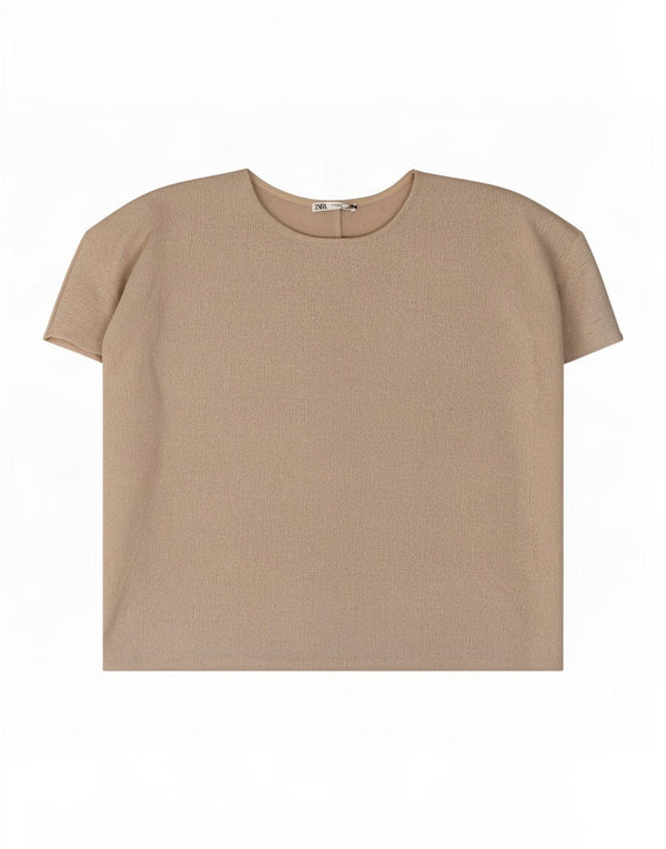 Zara blusa feminina oversized top UK 14 viscose cinza médio
