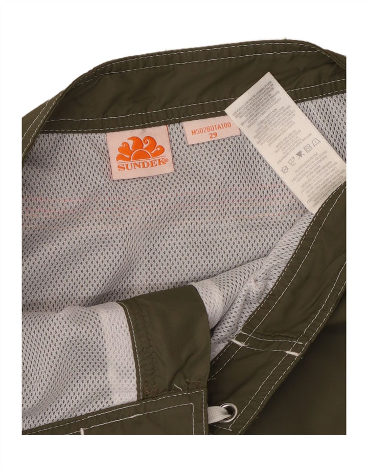 Shorts de natação masculino Sundek pequeno listrado cáqui de nylon
