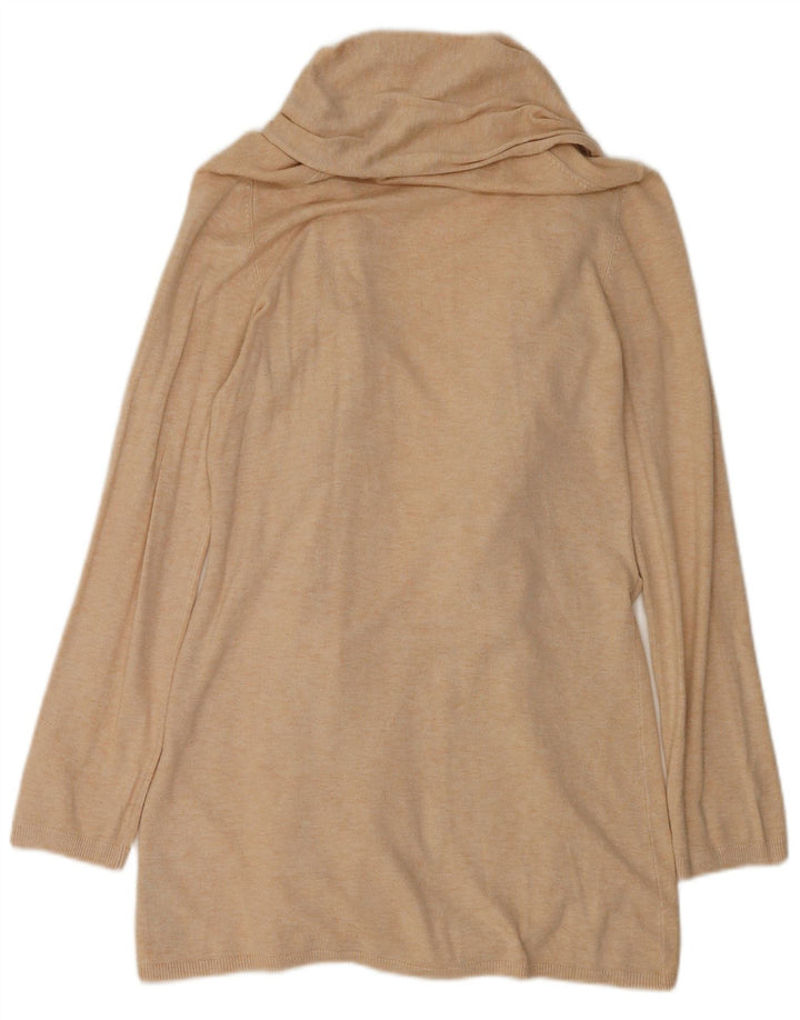 Suéter cardigã feminino Zara Longline Reino Unido 12 viscose bege médio