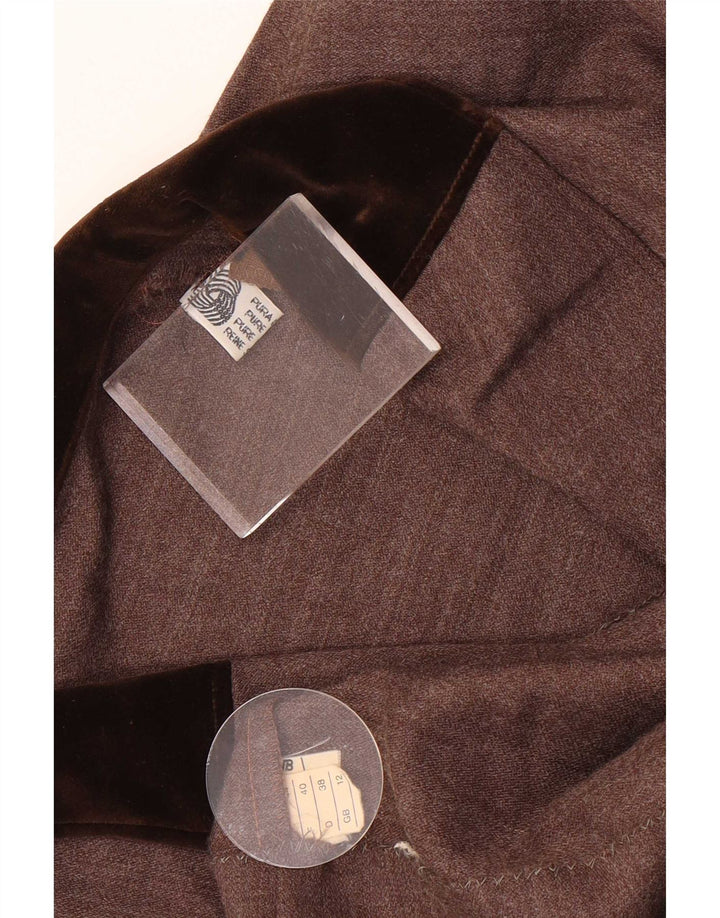 Vestido camisa feminino vintage Reino Unido 12 lã marrom médio