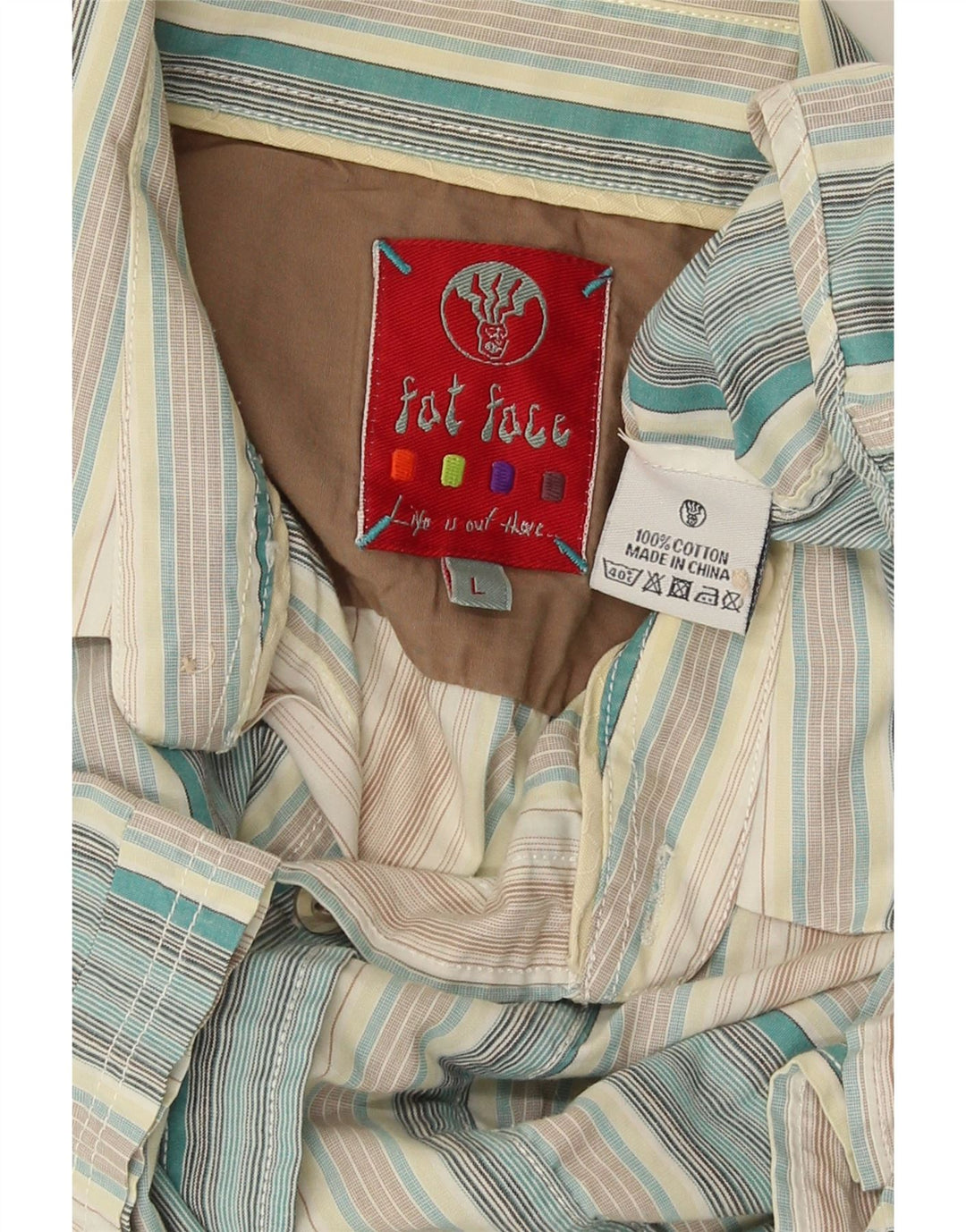 Camisa masculina de manga curta Fat Face grande algodão listrado azul