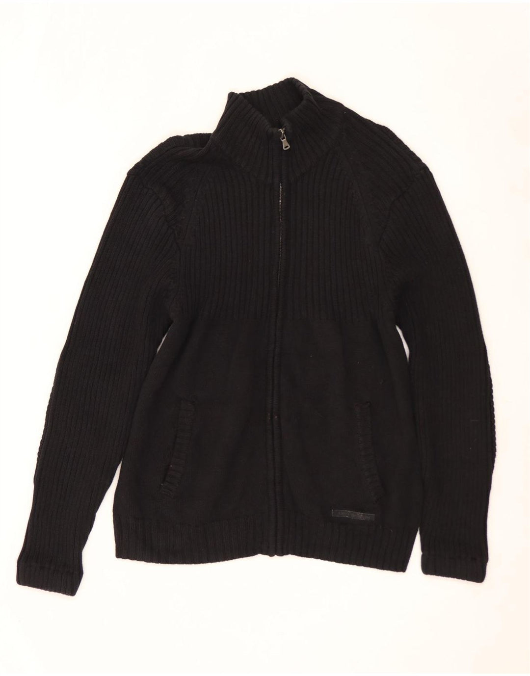 Calvin Klein Jeans Masculino Cardigan Suéter Médio Algodão Preto