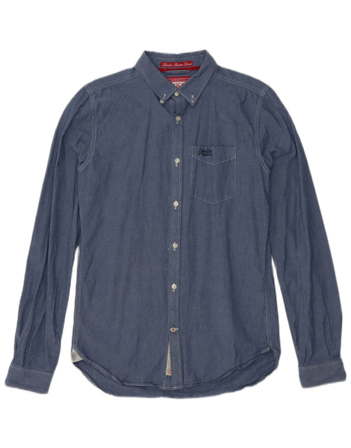 Camisa masculina Superdry pequena azul algodão