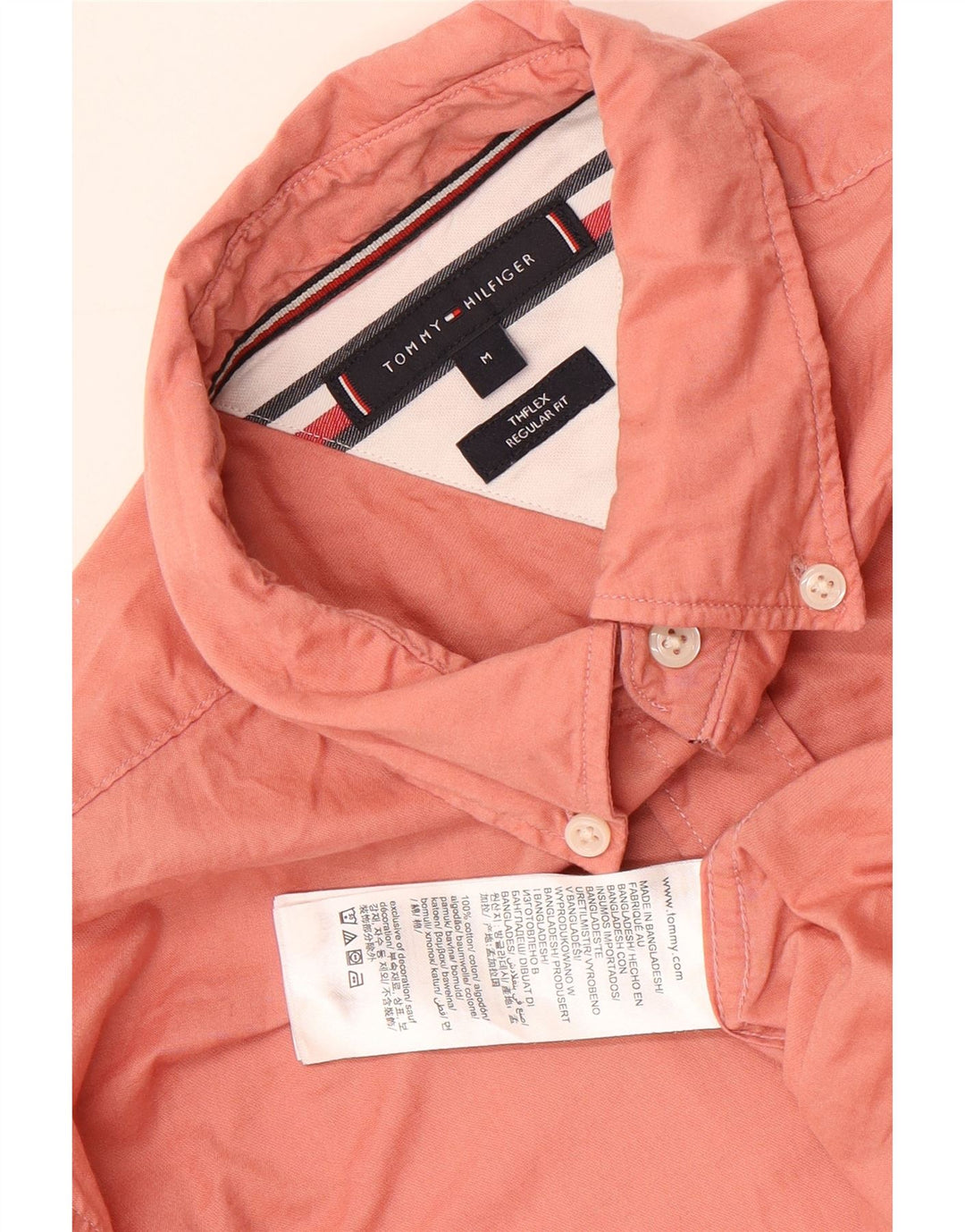 Camisa masculina TOMMY HILFIGER regular fit médio algodão rosa
