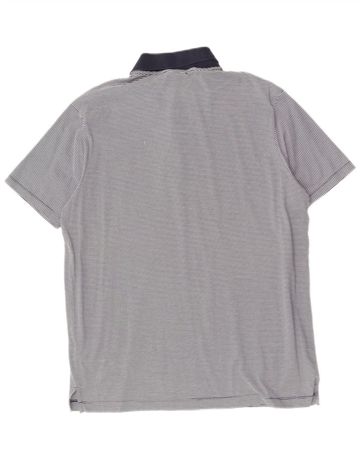 Camisa polo masculina PAUL & SHARK grande algodão listrado azul marinho