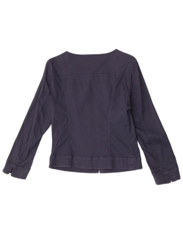 Jaqueta bomber feminina Benetton manga 3/4 Reino Unido 8 algodão azul marinho pequeno