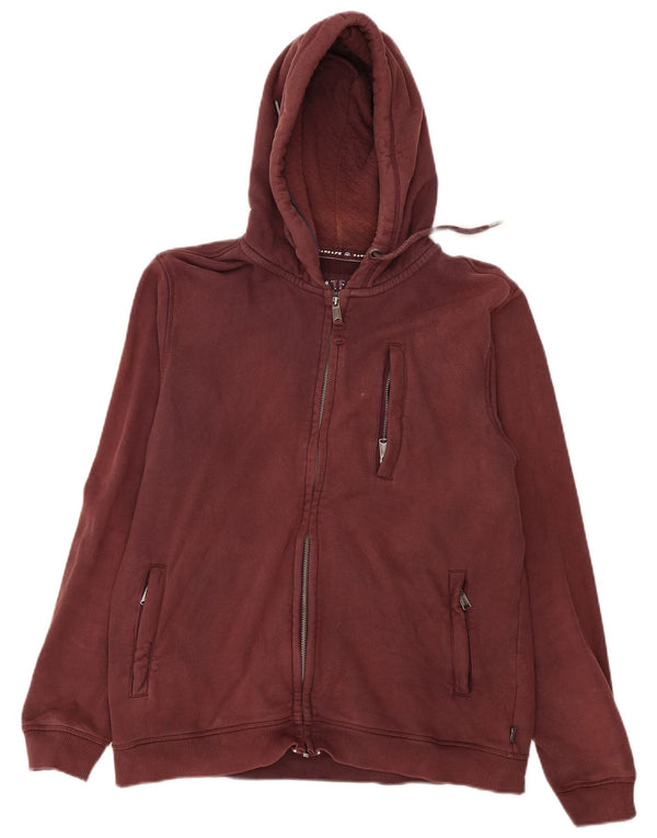 Fat Face Mens Zip Hoodie Sweater Large Burgundy Cotton